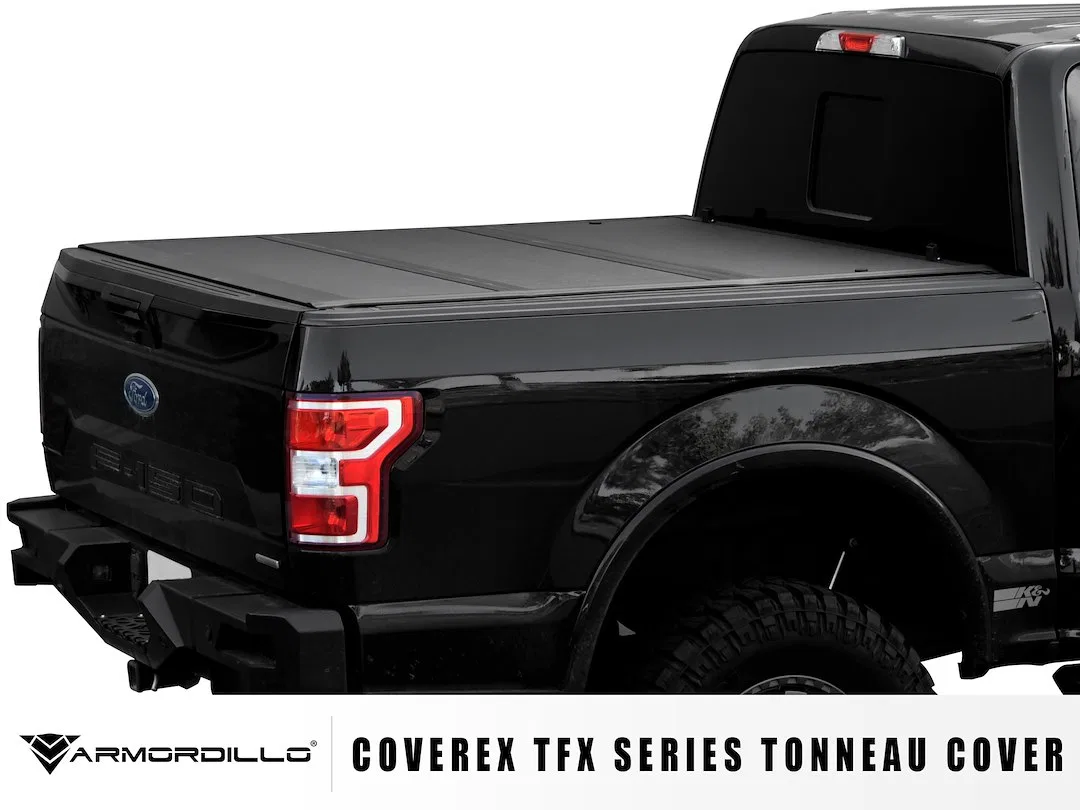 8717806 – ARMORDILLO Tonneau Cover, Soft Folding Low Profile 2 Folds/ 3 Panels Not Hinged In Front Black Vinyl Lockab...